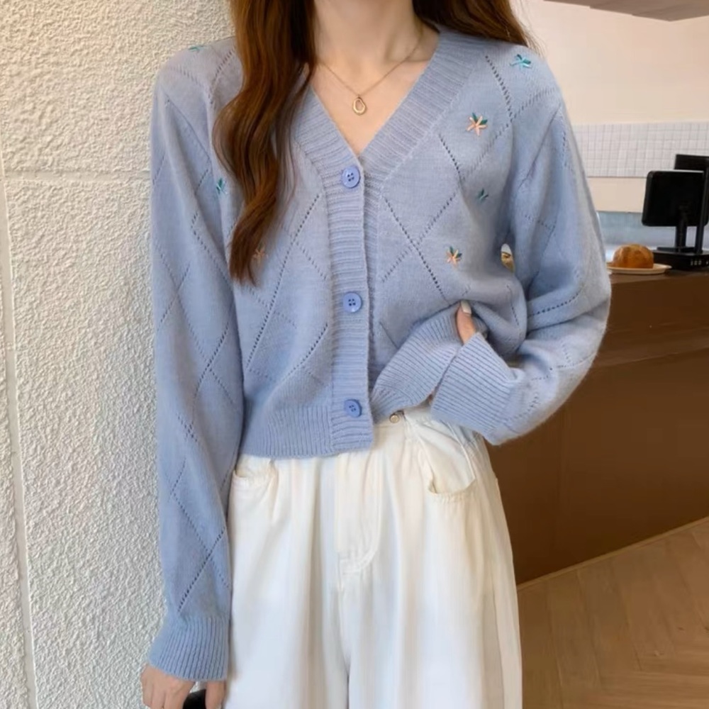 YESSTYLE BABY BLUE flower cardigan!! SUPER SOFT spring/summer must have